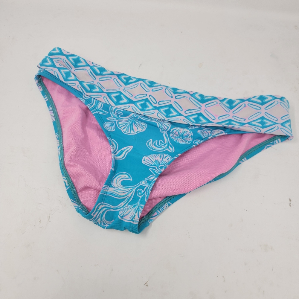 Lilly Pulitzer Nicklin‎ Bikini Bottom Turquoise Teal "Water Ya Waiting For" Sz 4